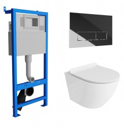 Komplekts WC iebūv.rāmis+poga hrom.+sēdpods piek.Sofi slim+poda vāks  Duroplast slow close