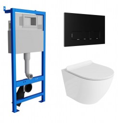 Komplekts WC iebūv.rāmis+poga melna mat.+sēdpods piek.Sofi slim+poda vāks  Duroplast slow close