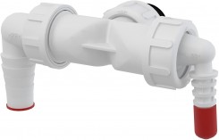 Dubultais pieslēgs ar uzgriezni G1”/8-23 un pertvārstiem (veļas, trauku masīnu pieslēgšanai).