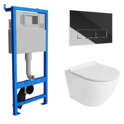 Komplekts WC iebūv.rāmis+poga hrom.+sēdpods piek.Sofi slim+poda vāks  Duroplast slow close