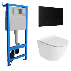Komplekts WC iebūv.rāmis+poga melna mat.+sēdpods piek.Sofi slim+poda vāks  Duroplast slow close